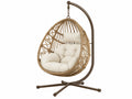 Hangstoel 105 x 105 x 195 cm gevlochten riet bruin met metalen standaard