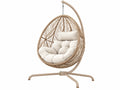 Hangstoel 105 x 105 x 195 cm - gevlochten kunststof beige - vrijstaand voor binnen - boho