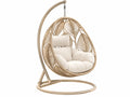 Hangstoel 105 x 105 x 195 cm - beige rotan en stalen frame - boho schommelstoel