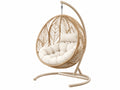 Hangstoel 105 x 105 x 195 cm - beige kunststof vlechtwerk met stalen standaard - boho schommelstoel