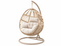 Hangstoel 105 x 105 x 195 cm met gevlochten rotanlook en metalen standaard beige