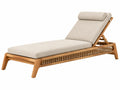 Houten ligbed 200 x 75 cm - beige textiel - verstelbare rugleuning voor buiten