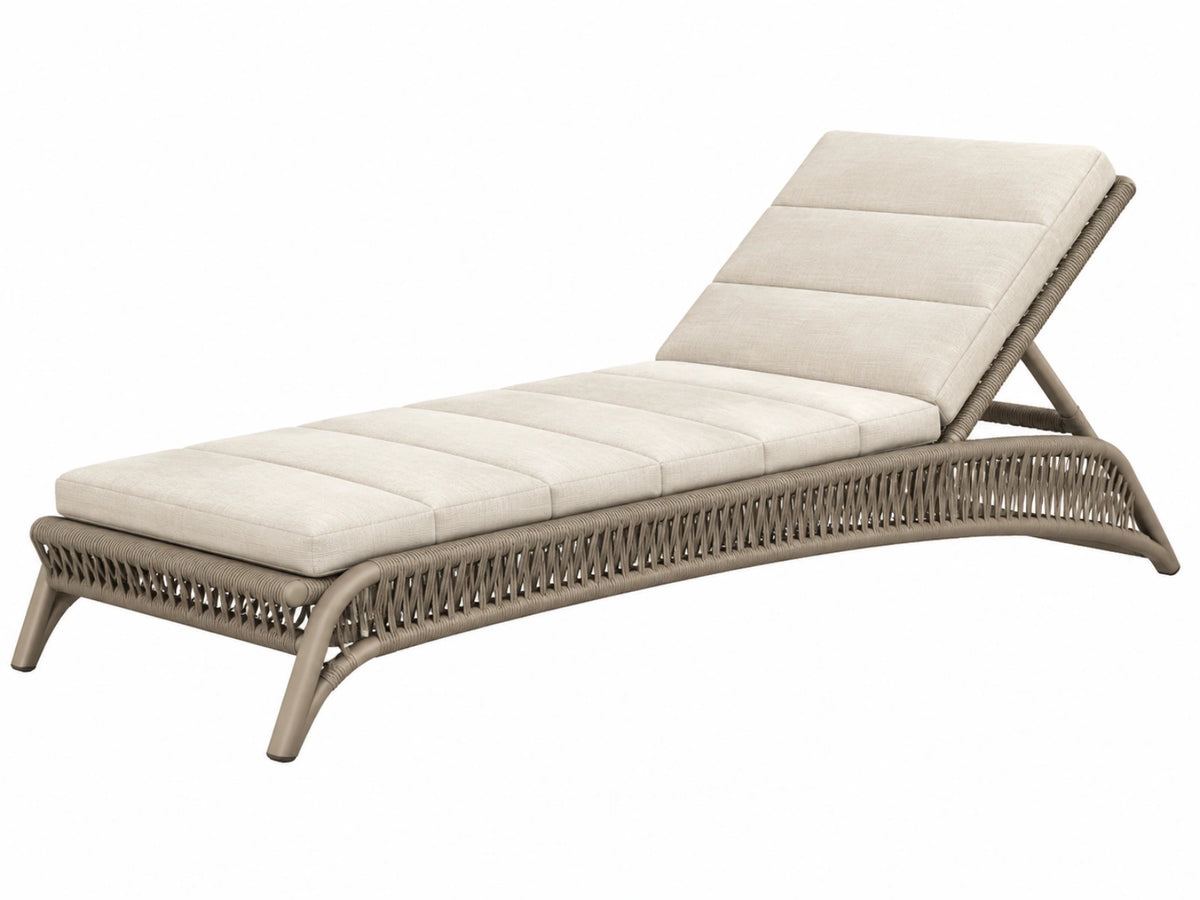 Ligbed 200 x 75 cm beige met gevlochten frame en verstelbare rugleuning
