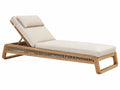 Ligbed 200 x 70 cm - houten frame beige textiele bekleding - verstelbare rugleuning voor buiten