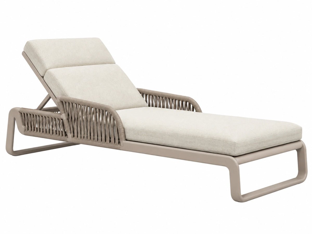 Ligbed 200 x 75 x 85 cm metaal taupe en gebroken wit verstelbare rugleuning voor buiten