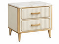 Nachtkastje 45 x 40 x 60 cm wit/goud met 2 laden en marmerlook blad