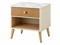 Nachtkastje 50 x 40 x 55 cm crème houtlook met lade en open vak