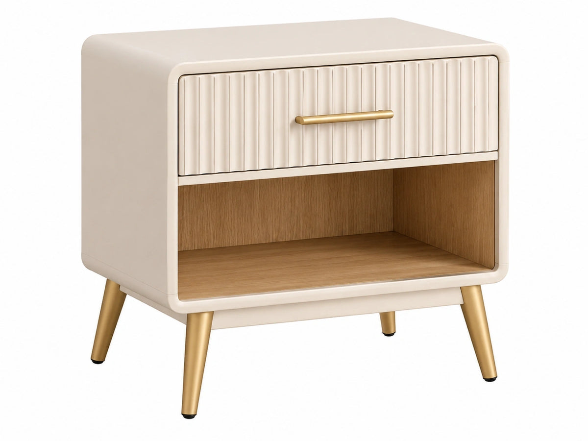 Nachtkastje 45 x 40 x 55 cm crème houtlook met lade en open vak