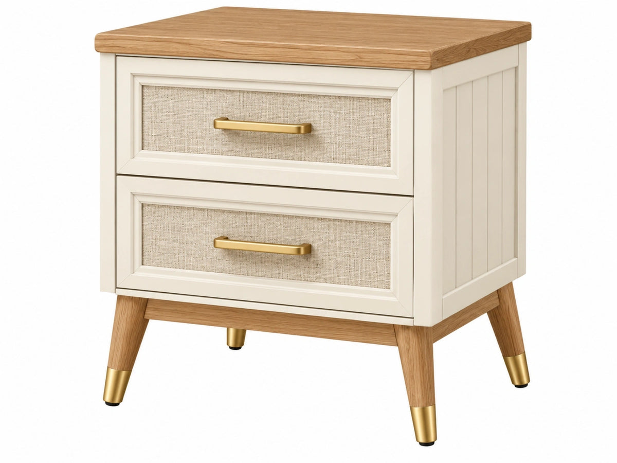 Nachtkastje 50 x 40 x 60 cm hout beige met 2 laden landelijke stijl