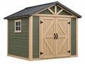 Tuinhuis 240 x 180 x 220 cm hout groen/naturel - dubbele deuren metalen dak landelijke stijl
