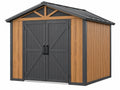Tuinhuis 180 x 120 x 200 cm kunststof bruin antraciet met dubbele deur en zadeldak
