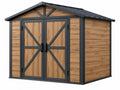 Tuinhuis 240 x 180 x 210 cm houtkleurig/antraciet met dubbele deuren en zadeldak