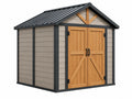 Tuinhuis 200 x 150 x 210 cm hout/metaal grijs/naturel - dubbele deuren en zadeldak