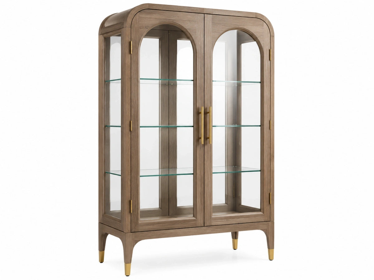 Vitrinekast 110 x 45 x 190 cm bruin hout en glas - klassieke opbergkast