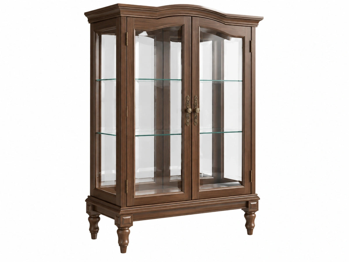 Vitrinekast 100 x 45 x 180 cm hout en glas donkerbruin - klassiek