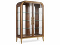Vitrinekast 110 x 45 x 190 cm hout glas bruin goud art-decostijl