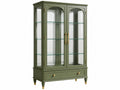 Vitrinekast 100 x 45 x 190 cm hout en glas groen klassieke opbergkast